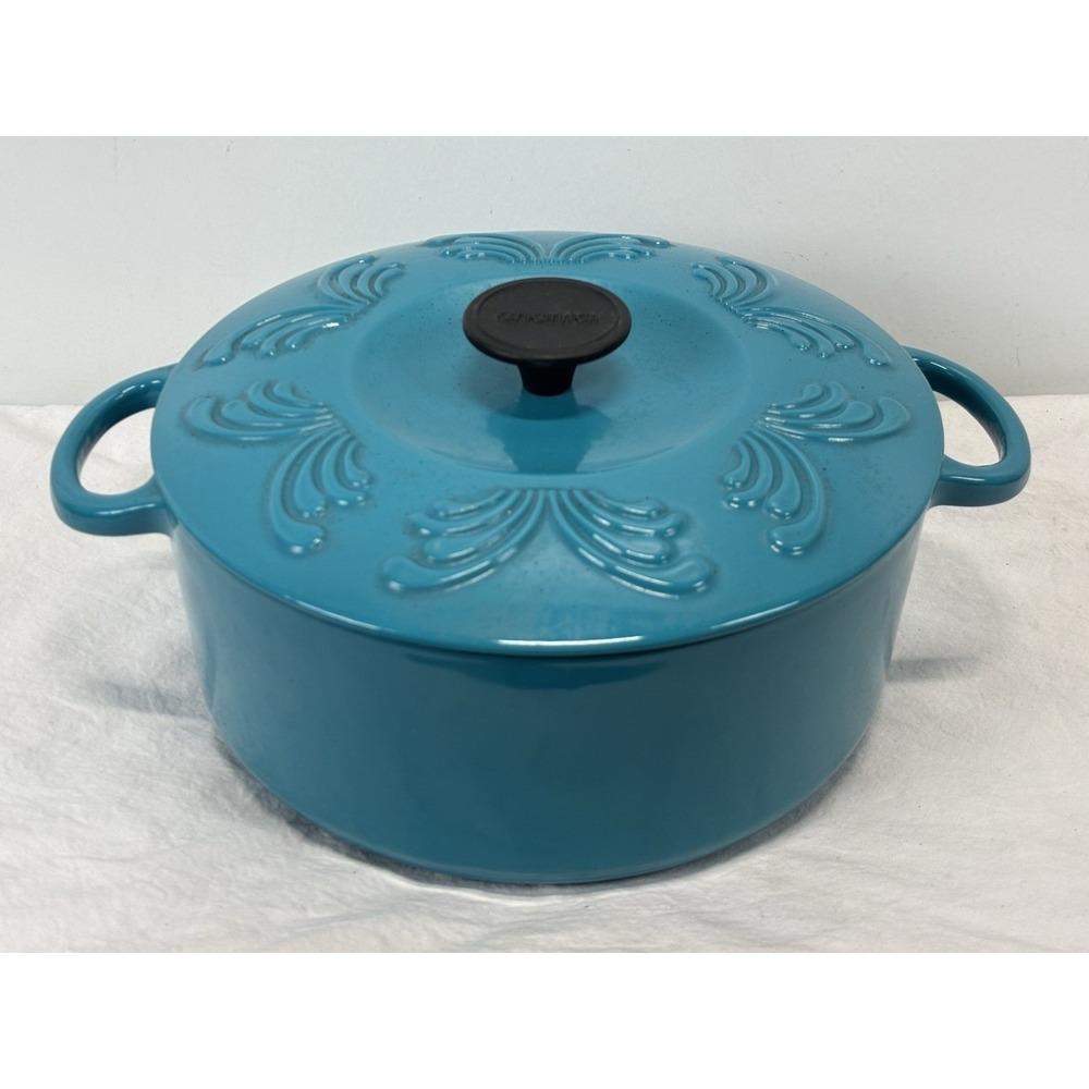Vintage Chantal 4Qt Dutch Oven Enameled Cast Iron Pot Blue